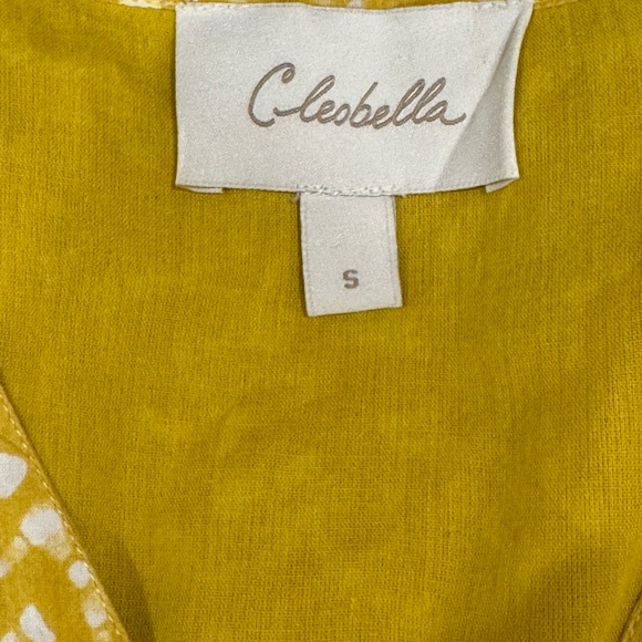 Cleobella Zia Mini Dress Cassia Ruffle Shoulder Yellow White Evereve Sz s - Picture 7 of 10